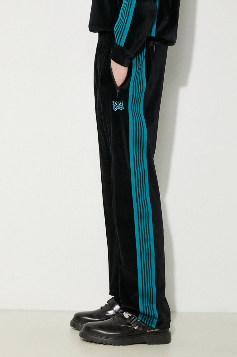 Needles spodnie dresowe Narrow Track Pant kolor czarny wzorzyste OT235