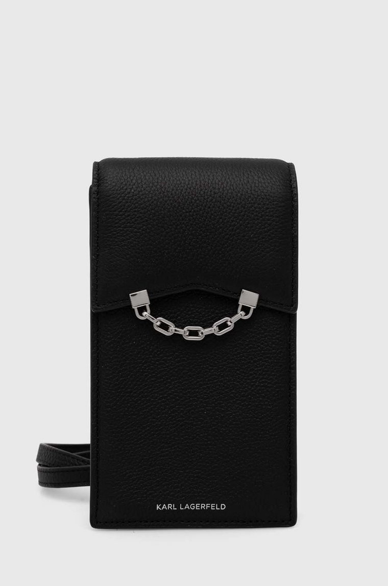Karl Lagerfeld pokrowiec na telefon skórzany kolor czarny 245W3211