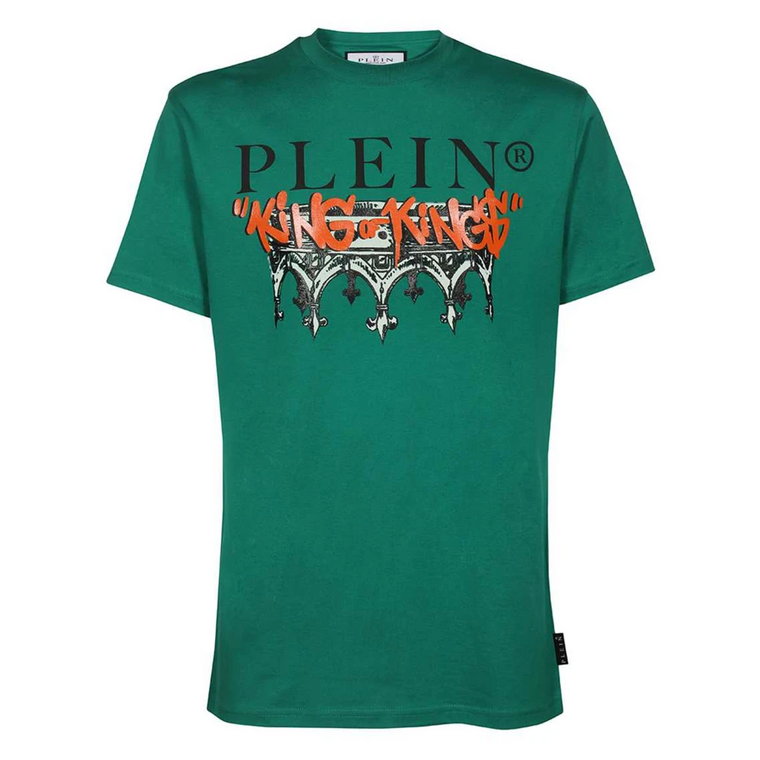 Bawełniana koszulka z nazwą stylu Philipp Plein