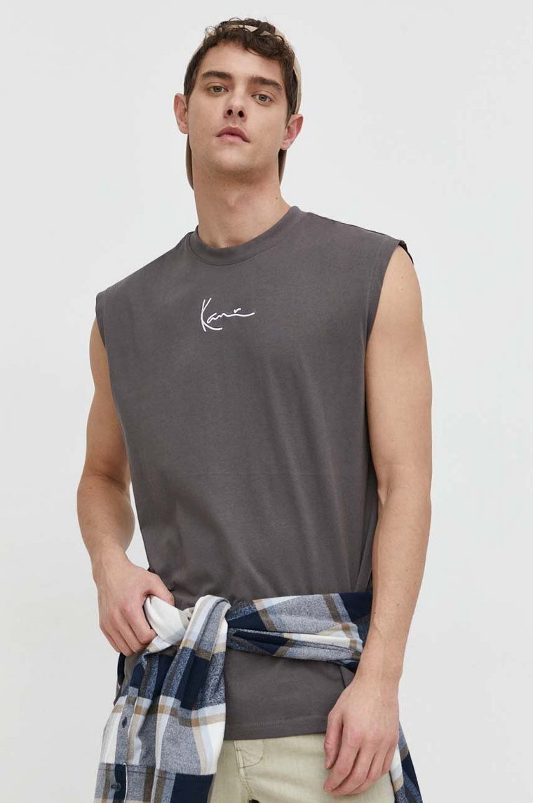 Karl Kani t-shirt bawełniany męski kolor szary