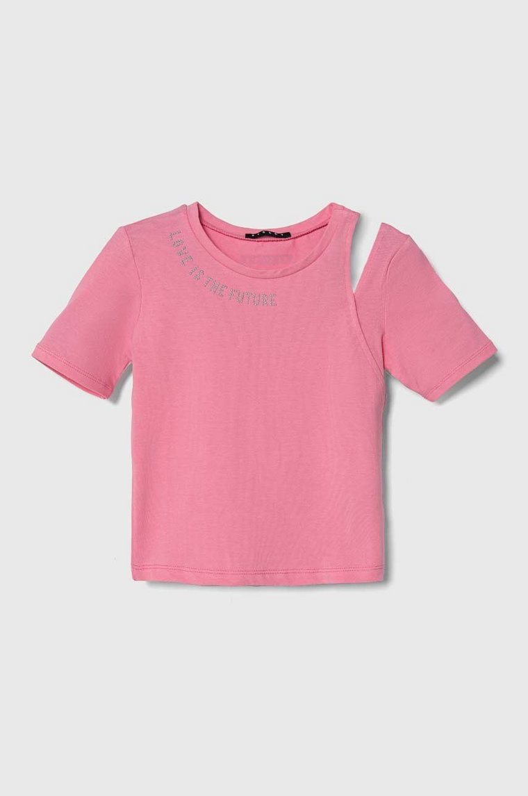 Sisley t-shirt dziecięcy kolor różowy