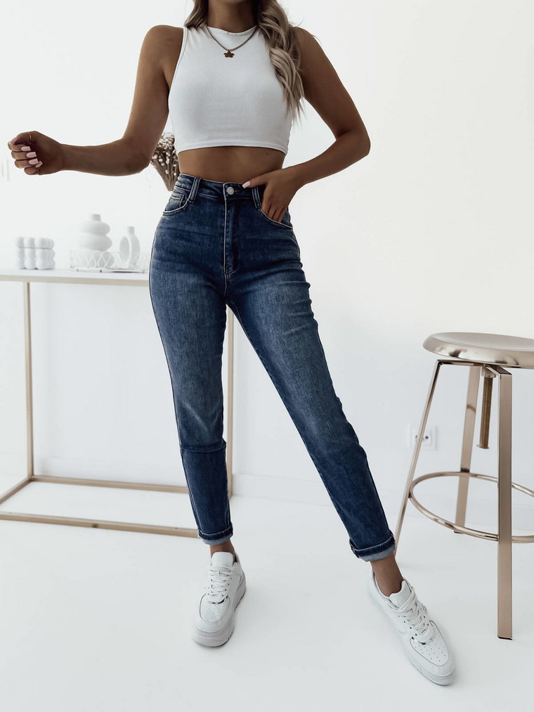 SPODNIE JEANSOWE REGULAR FIT- WYSOKI STAN