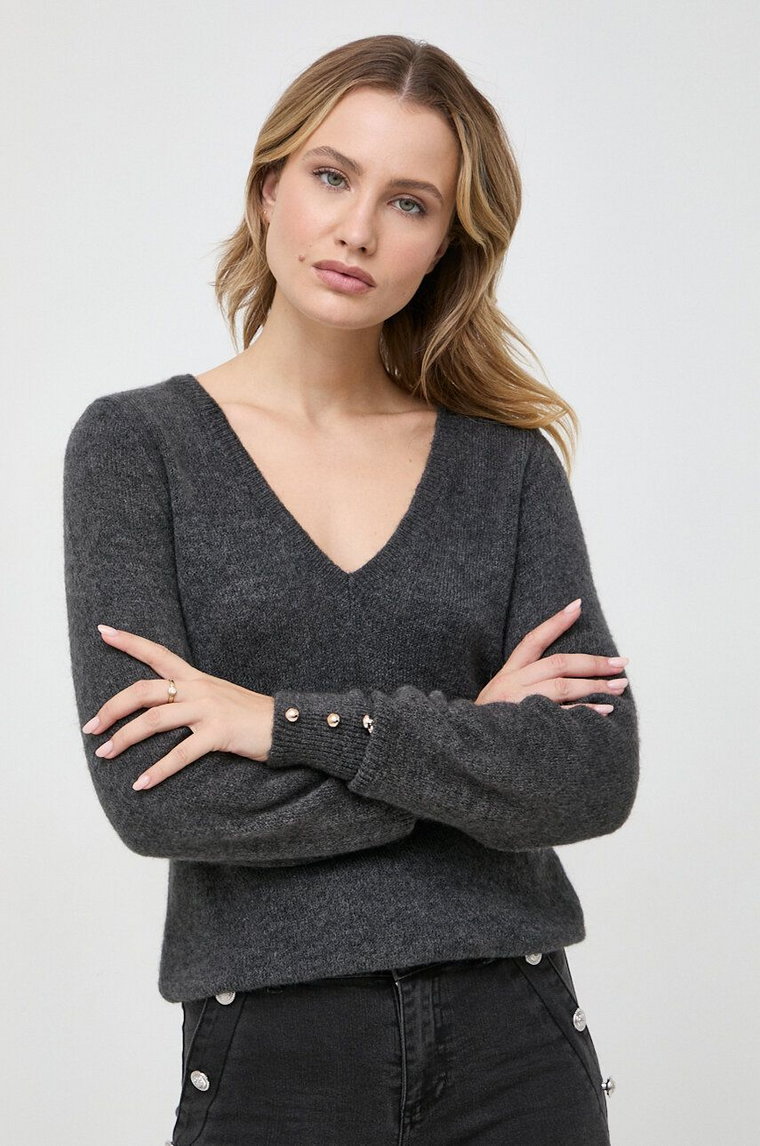 Morgan sweter z domieszką wełny damski kolor szary lekki