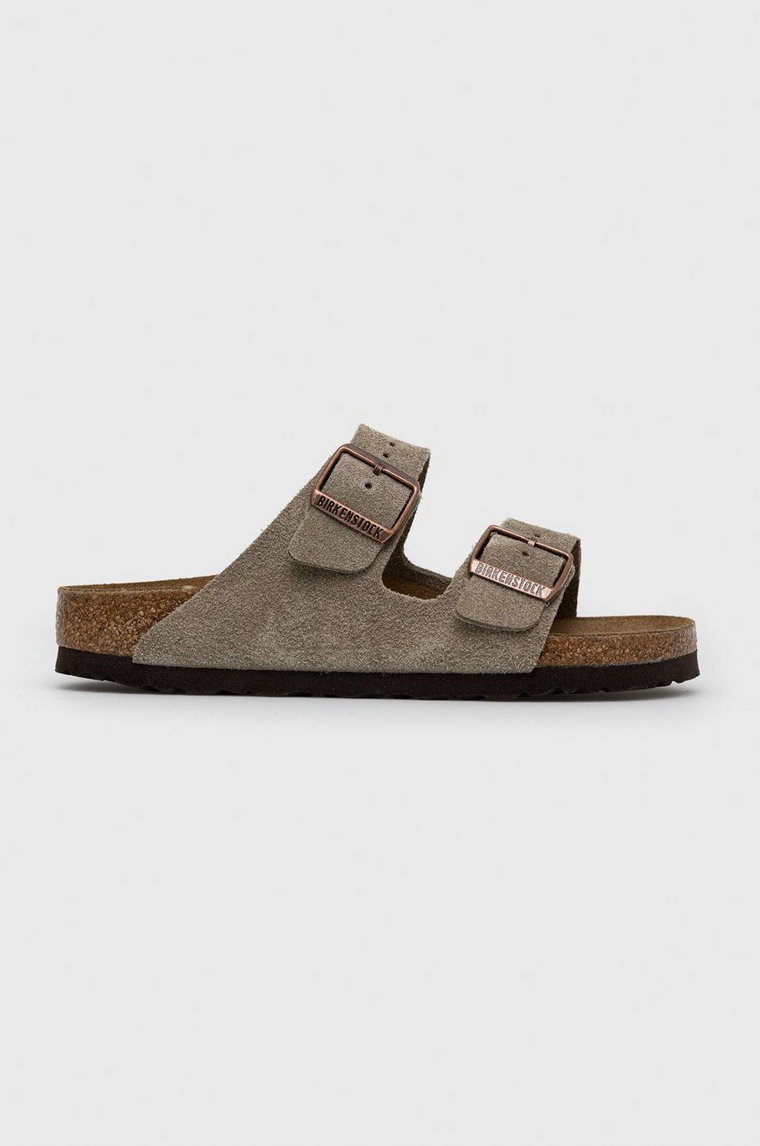 Birkenstock klapki zamszowe Arizona kolor szary 51463