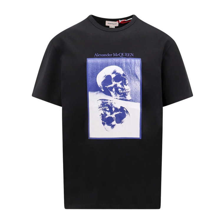 Czarna bawełniana koszulka z odbitym motywem czaszki Alexander McQueen