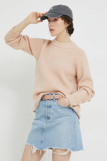 Superdry sweter z domieszką wełny damski kolor różowy