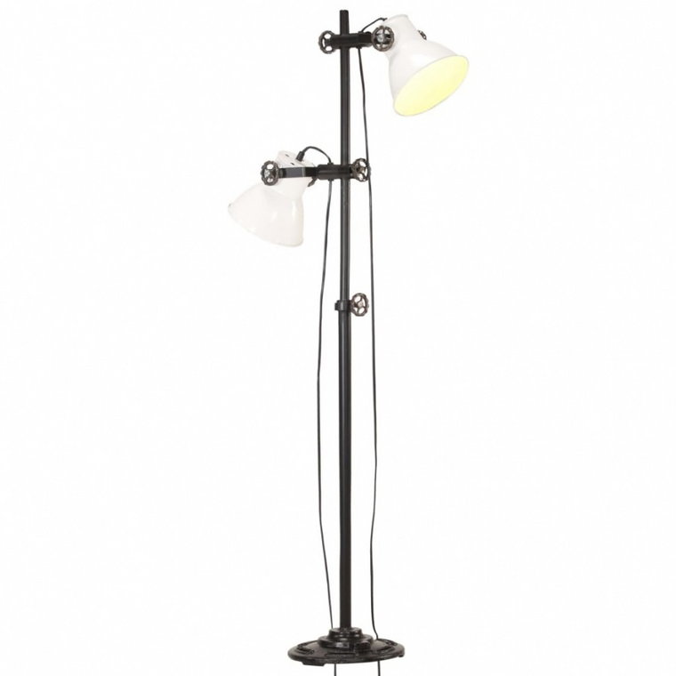 Lampa podłogowa z 2 kloszami, biała, E27, żeliwo kod: V-320586