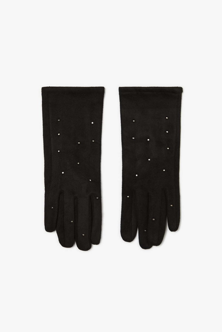 Rękawiczki z dżetami zamszowe czarne