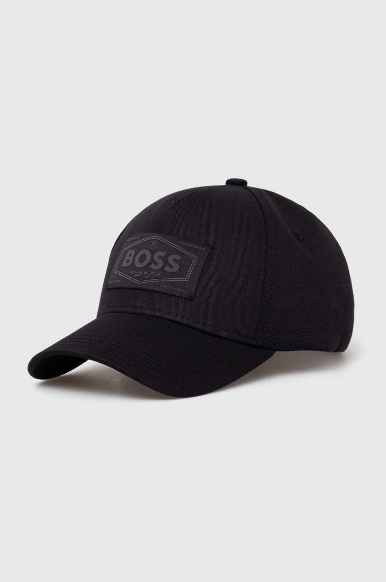 BOSS czapka z daszkiem bawełniana kolor czarny z aplikacją 50518894