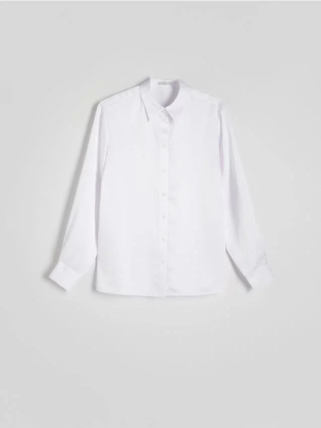 Reserved - Satynowa koszula - złamana biel