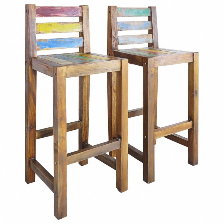 Krzesła barowe 2 szt. lite drewno z odzysku kod: V-245800