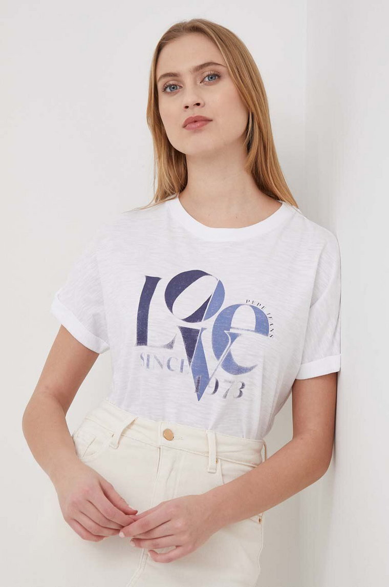 Pepe Jeans t-shirt bawełniany damski kolor biały