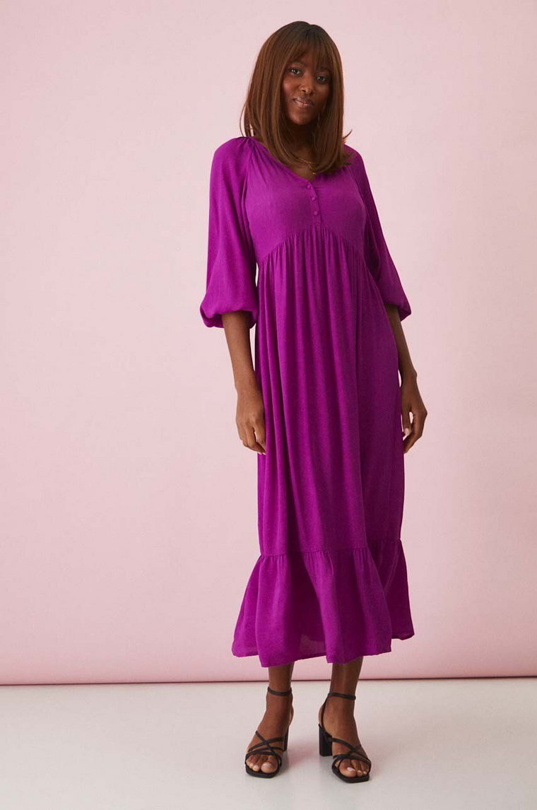 Medicine sukienka kolor fioletowy maxi rozkloszowana