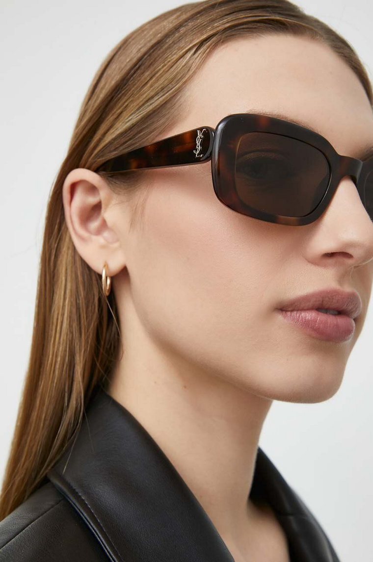 Saint Laurent okulary przeciwsłoneczne damskie kolor brązowy