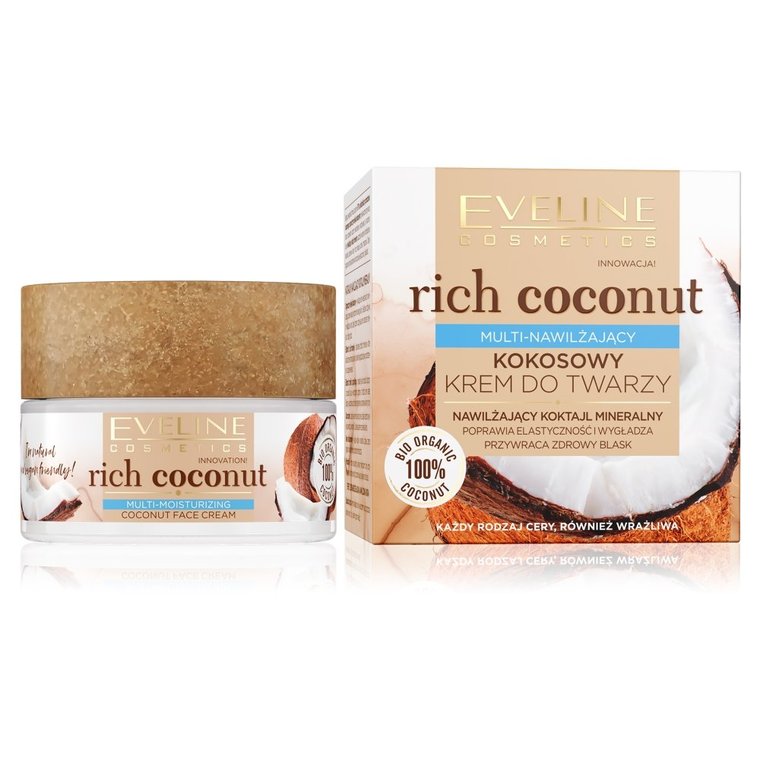 Eveline Cosmetics Rich Coconut Kokosowy Krem Do Twarzy Multi-Nawilżający 50ml