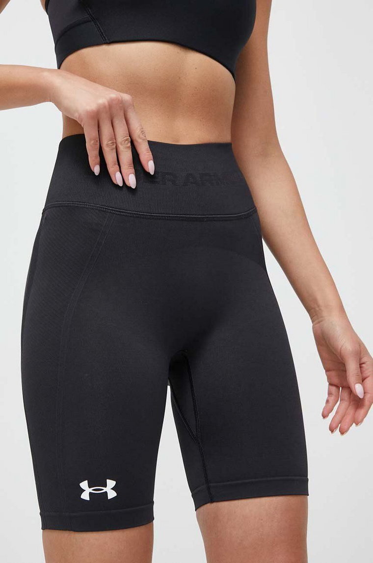 Under Armour szorty treningowe kolor czarny gładkie high waist