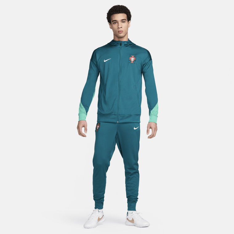 Męski dzianinowy dres piłkarski z kapturem Nike Dri-FIT Portugalia Strike - Zieleń