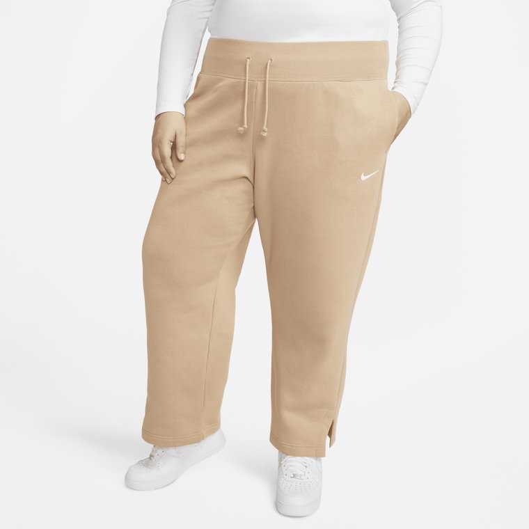 Damskie spodnie dresowe z wysokim stanem i szerokimi nogawkami Nike Sportswear Phoenix Fleece (duże rozmiary) - Czerń