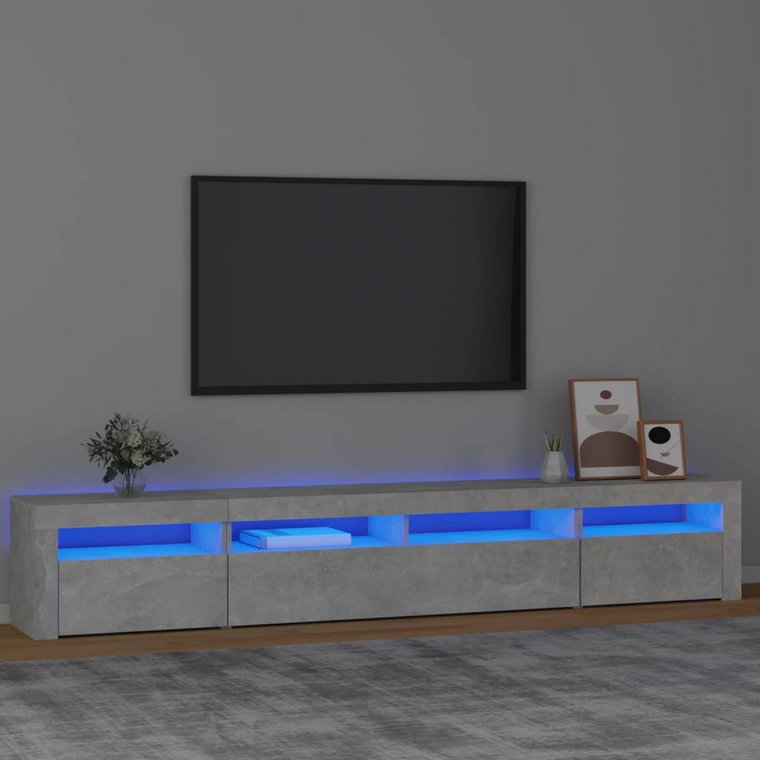 vidaXL Szafka pod TV z oświetleniem LED, szarość betonu, 240x35x40 cm