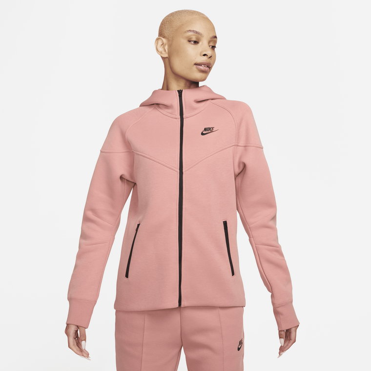 Damska bluza z kapturem i zamkiem na całej długości Nike Sportswear Tech Fleece Windrunner - Brązowy