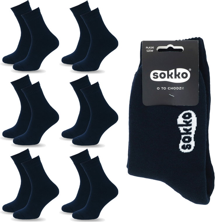 6X Sokko Skarpety Bawełniane Grube Ciepłe Frotte 39-41 - Sdf6-S17-Gra-39-41