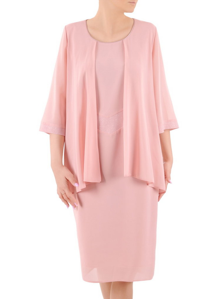 Zwiewna sukienka z szyfonu w kolorze pudrowego różu 36075