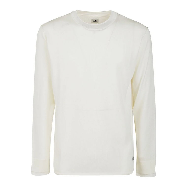 Stylowy biały sweter z okrągłym dekoltem dla mężczyzn C.p. Company