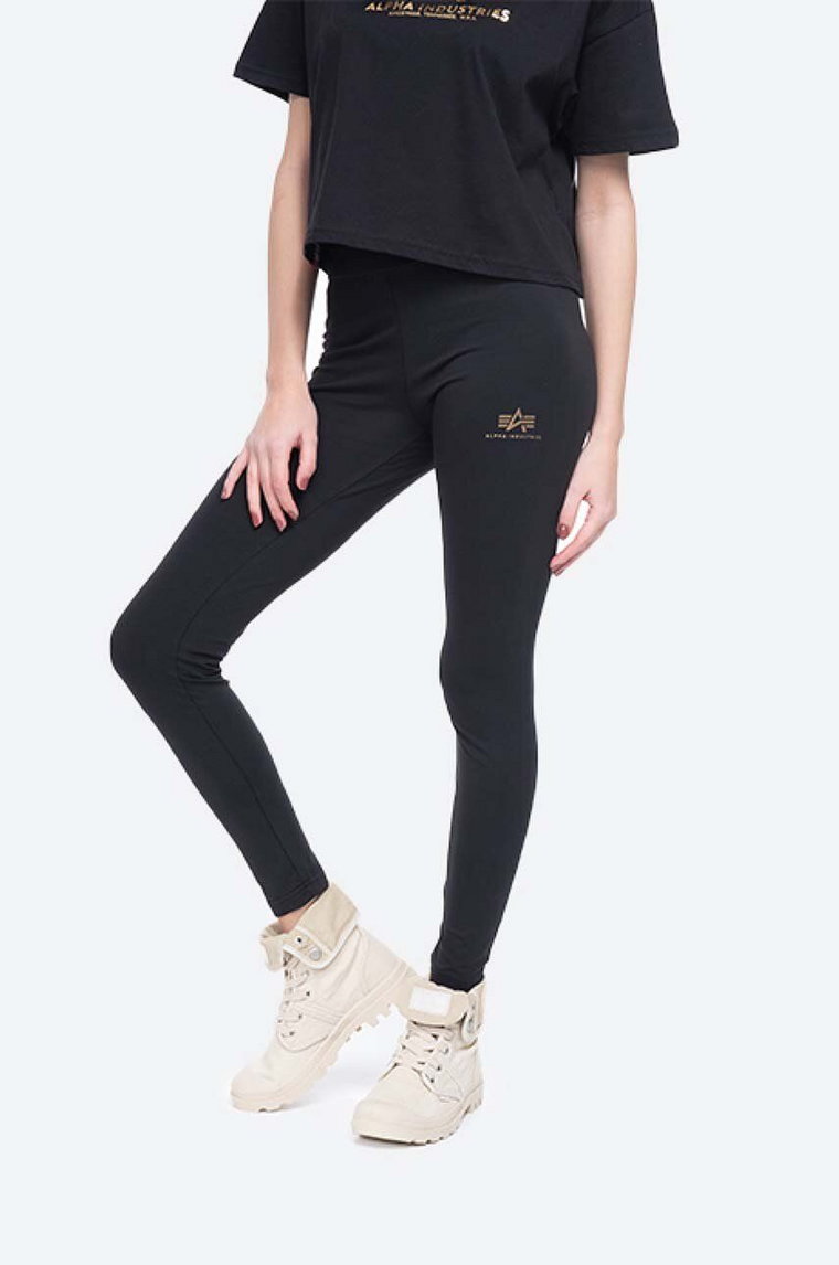 Alpha Industries legginsy damskie kolor czarny gładkie 116053FP.583-CZARNY