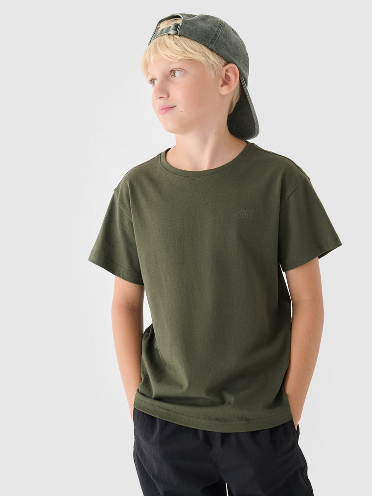 T-shirt gładki chłopięcy - oliwkowy/khaki