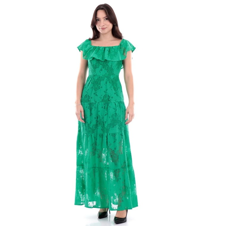 Zielona Sukienka Maxi z Koronką Liu Jo