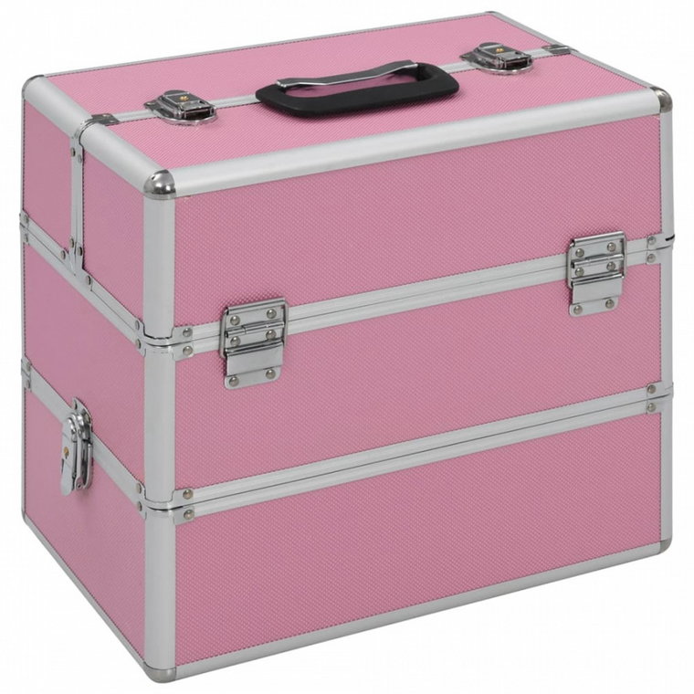 Kuferek na kosmetyki, 37 x 24 x 35 cm, różowy, aluminiowy kod: V-91838