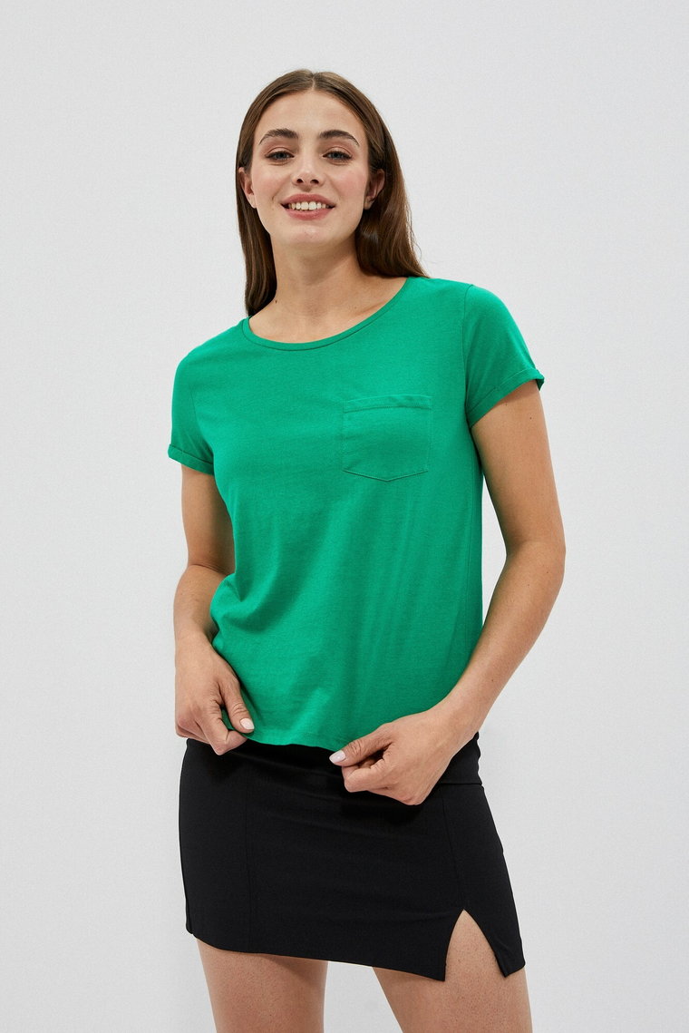 Bawełniany t-shirt z kieszkonką zielony