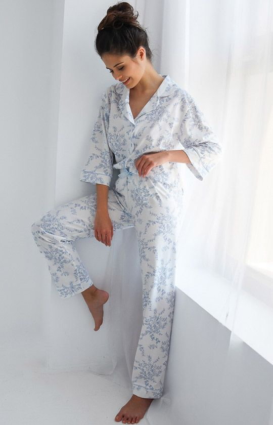 Bawełniana piżama damska Rosie, Kolor biały-wzór, Rozmiar S, SENSIS