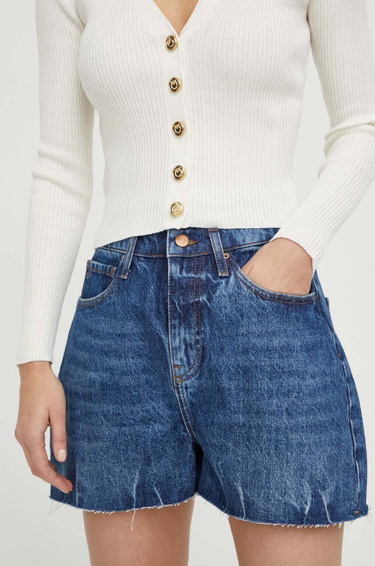 Armani Exchange szorty jeansowe damskie kolor niebieski gładkie high waist 3DYJ71 Y16EZ