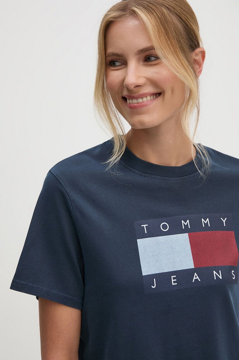 Tommy Jeans t-shirt bawełniany damski kolor granatowy DW0DW18629