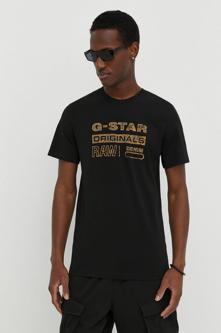 G-Star Raw t-shirt bawełniany męski kolor czarny z nadrukiem