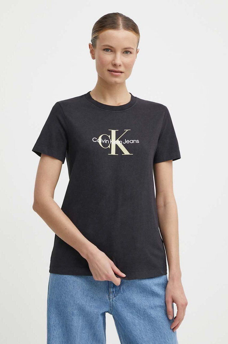 Calvin Klein Jeans t-shirt bawełniany damski kolor czarny