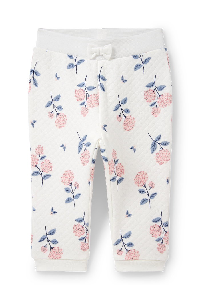 C&A Niemowlęce spodnie dresowe-w kwiaty, Biały, Rozmiar: 86