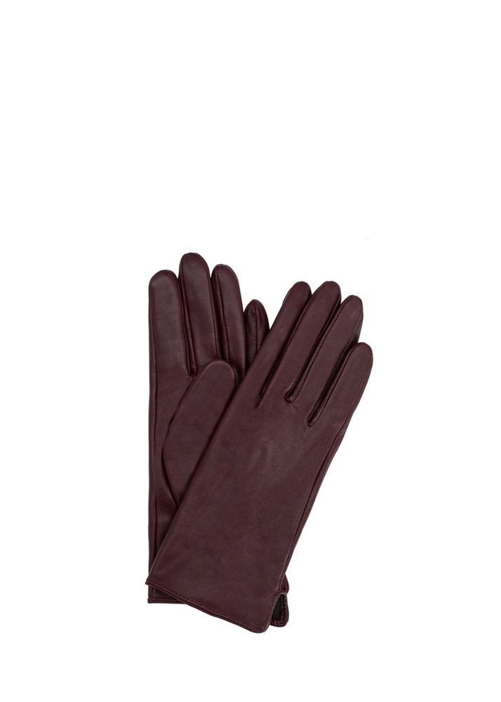 Skórzane bordowe rękawiczki damskie