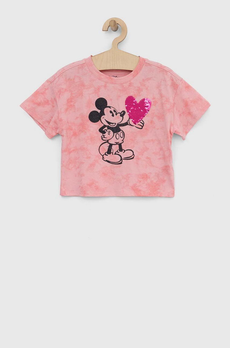 GAP t-shirt bawełniany dziecięcy x Myszka Miki kolor różowy