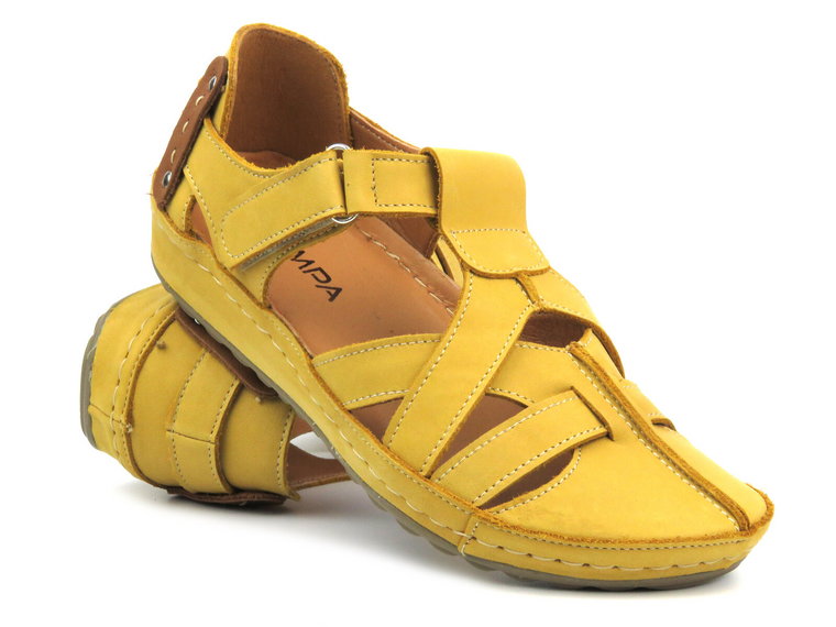 Wygodne półbuty, sandały damskie - Kampa 74, żółte