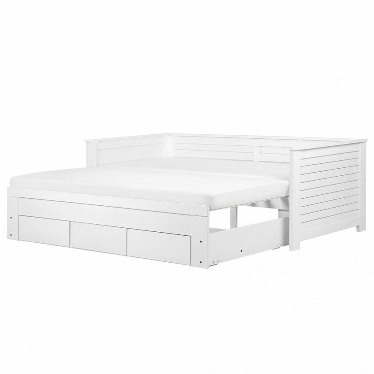 Łóżko wysuwane drewniane 90 x 200 cm białe CAHORS kod: 4260624119182