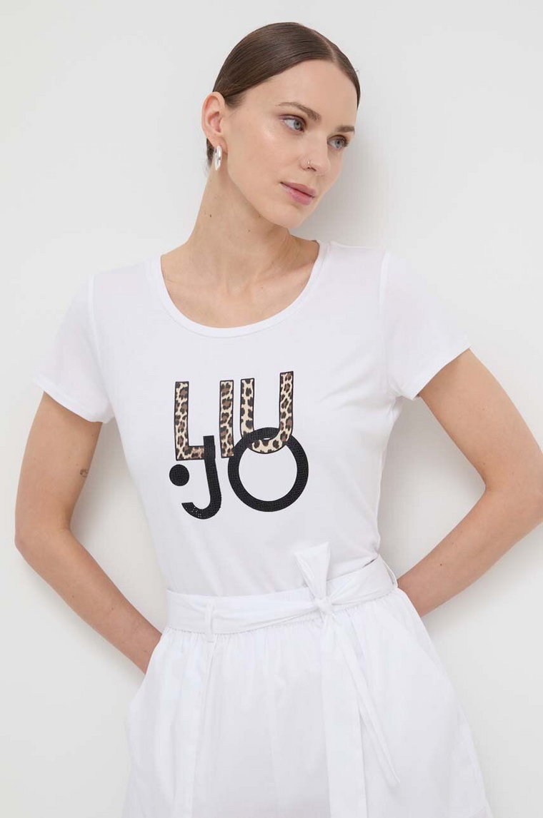 Liu Jo t-shirt damski kolor biały