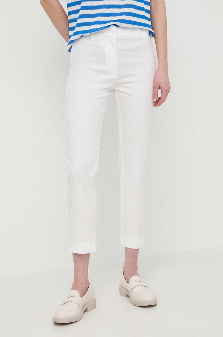 Weekend Max Mara spodnie damskie kolor biały fason cygaretki high waist 2415131032600