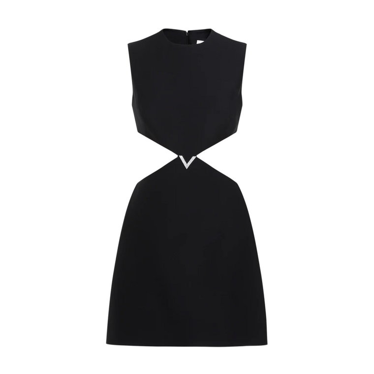 Czarna Mini Sukienka z Logo V Valentino