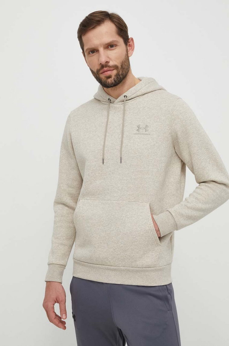 Under Armour bluza męska kolor beżowy z kapturem z nadrukiem 1373880