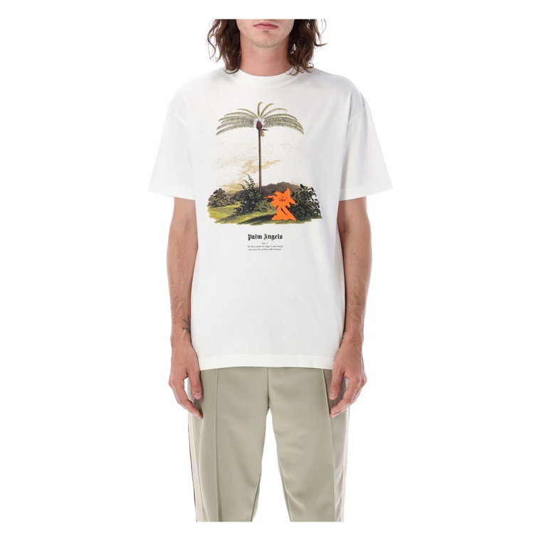 Koszulka Enzo Tropics - Biała, Wzór Palmonster Palm Angels