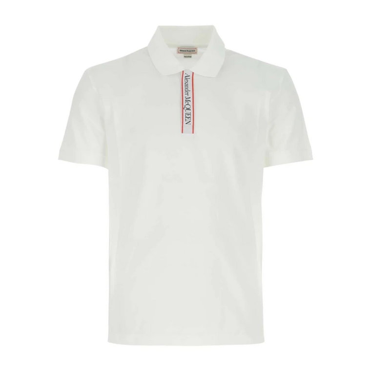 Klasyczna Biała Koszulka Polo Piquet Alexander McQueen