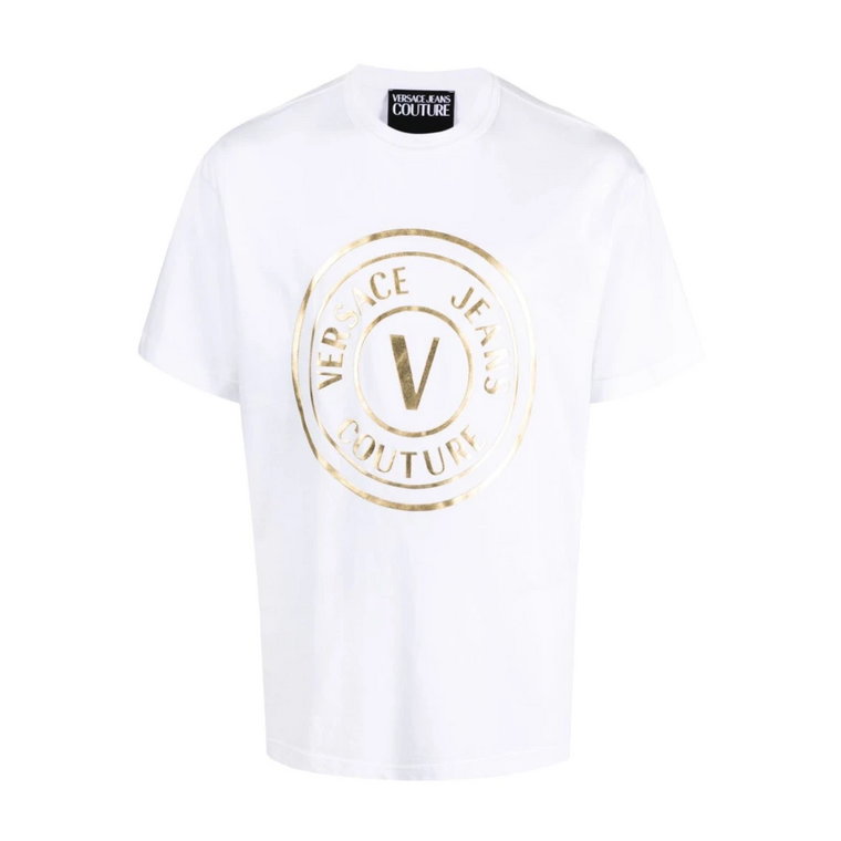 Biała Koszulka z Logo Versace Jeans Couture
