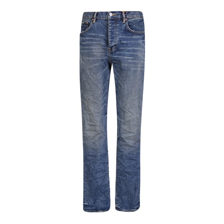 Niebieskie Spodnie Jeansowe z Efektem Postarzenia dla Mężczyzn Purple Brand